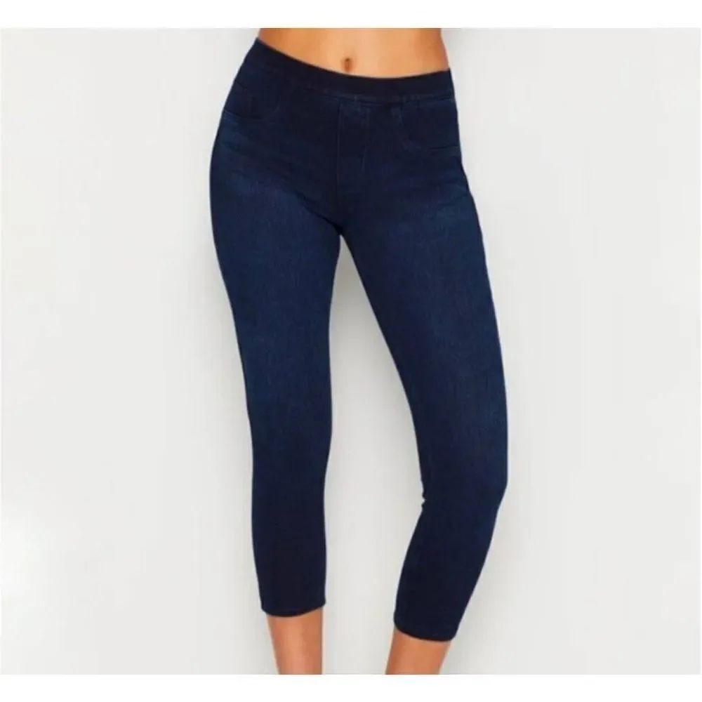 Spanx Jean-ish Crop Capri Legging Dark Wash jeans Sz Medium